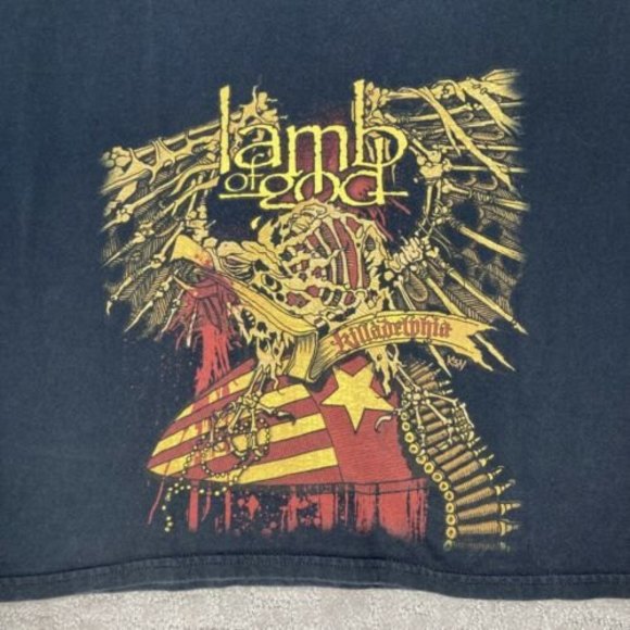 EUC Lamb of God Killadelphia Graphic Band T-Shirt Short Sleeve Metal YL Rare 00' - Picture 2 of 9